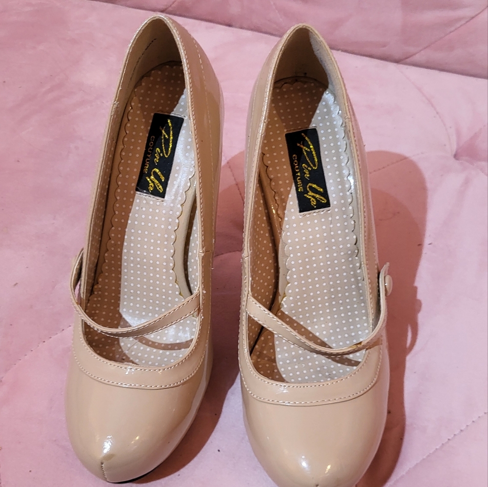 Nude Patent Mary Jane Pumps for Women